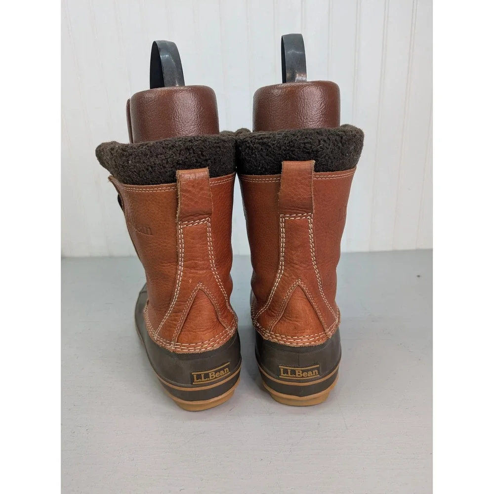 LL Bean Men's Snow Waterproof Leather‎ Duck Boots Winter Brown Size 8 M 299620